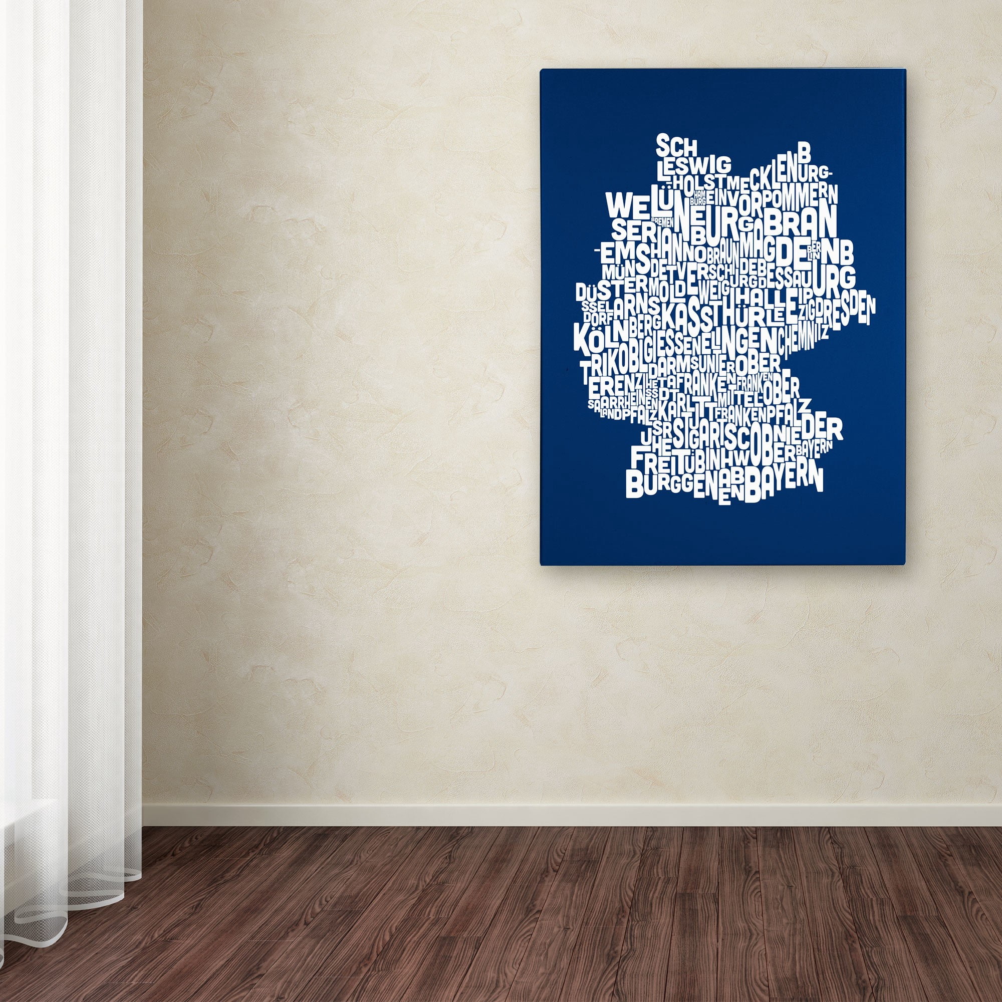 Trademark Art 'NAVY-Germany Regions Map' Canvas Art by Michael Tompsett
