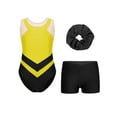 thumbnail image 2 of Aislor Kids Girls Sleeveless Gymnastics Leotards with Athletic Shorts and Hair Band Ballet Dance Outfits Yellow 10, 2 of 7