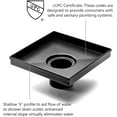 thumbnail image 3 of HEATGENE 6-Inches Square Shower Drain with Flat Cover, Stainless Steel Shower Floor Drain with Removable Quadrato Pattern Grate, Floor Shower Drain with Hair Strainer, Matte Black, 3 of 8