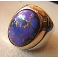 thumbnail image 4 of Purple Copper Turquoise Mens Ring, Natural Copper Turquoise, Silver Jewelry, 925 Silver Ring, Birthday Gift, Heavy Mens Ring, Arabic Design, Ottoman Style Ring, Christmas, Turkey Mens Signet Ring, 4 of 6