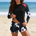 thumbnail image 2 of Tankini pour Femmes, Haut à Manches Longues à Col Ras du Cou avec Short de Bain Ensemble Deux Pièces, Maillot de Bain de Plage Conservateur à Imprimé Floral, 2 of 7