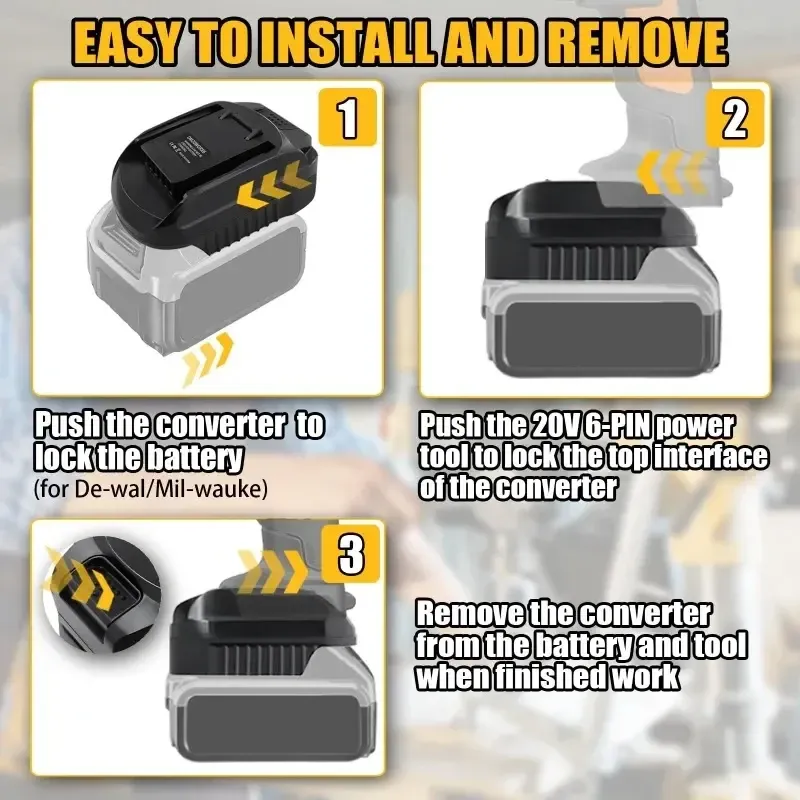 Power Tool Accessories for Worx 20V 6 Pin Power Tools DM20WORX6 Adapter for Mil*wau*kee for M18 for De*walt 18V 20V Lithium Battery