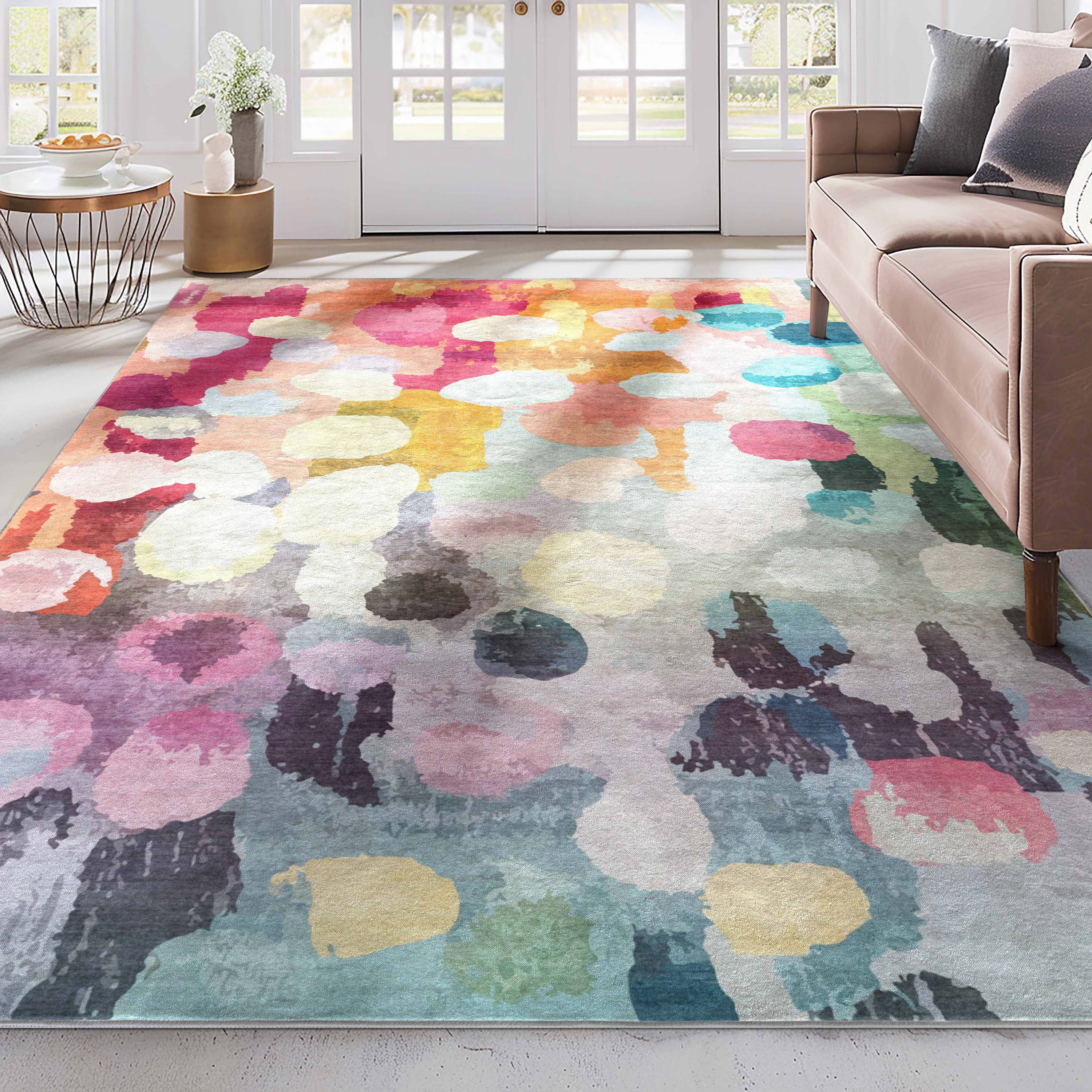 Well Woven Galets Aquarelle 3'3" x 5' Rug – Vibrant Multicolor, Stain-Resistant & Easy to Clean