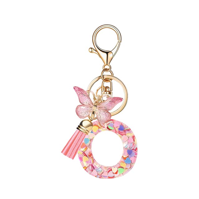 RXIRUCGD Fashion 26-letter Key Chain Pendant Butterflys Tassel Key Chain Elegant Fashion Multi-functional Use