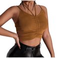 thumbnail image 1 of Womens Halter Tops Tanks Drawstring Knitting Tank Camis Spaghetti Strap Sexy Club Wear Blouse Top Tees Tshirts, 1 of 6
