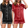 thumbnail image 2 of Afdoent 4Pc Pajamas For Women Set Plus Size Pajamas Casual Women's Lace Suspenders Shorts Home Wear Sleepwear Holiday, 2 of 4