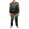 thumbnail image 3 of Picia Realistic Colorful Chameleon Pattern Men’s Long-Sleeve Sleepwear Set - Soft 2-Piece Loungewear with Pockets, Comfy PJs for Relaxing Nights-Small, 3 of 7