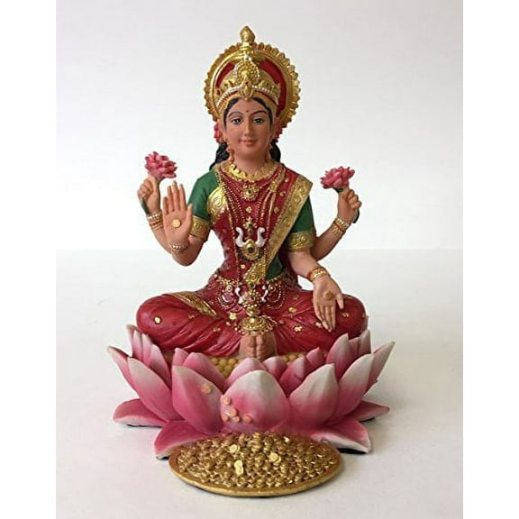Pacific Trading Lakshmi Hindu Goddess on Lotus Statue Sculpture