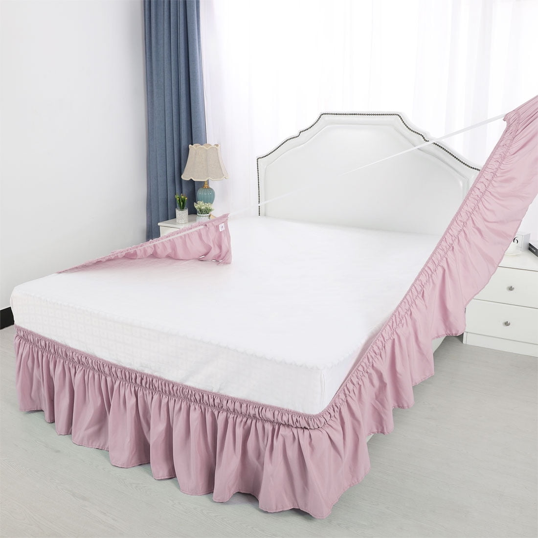 Bed Skirt Polyester Wrap Around Dust Ruffle 15 Inch Light ...