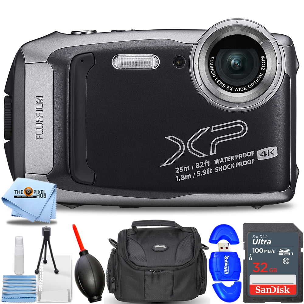 eetpatroon Emuleren token FUJIFILM FinePix XP140 Digital Camera (Dark Silver) 600020770 - 7PC  Accessory Bundle - Walmart.com