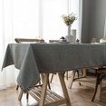 thumbnail image 3 of Linen Textured Solid Tablecloth with Flower Pattern Edge Farmhouse Dust-Proof Table Cloth for Kitchen Dinning Tabletop Decoration (Grey, 55x63 Inch), 3 of 4