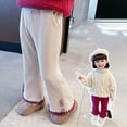 thumbnail image 6 of Godderr 1M-10Y Kids Baby Girls Winter Thick Bell Bottom Toddler Fleece Flare Leggings Trousers Solid Color Full Length Thick Warm Bottoms Pants, 6 of 9