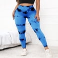 thumbnail image 2 of Tie Dye Hidden Scrunch Leggings for Women Tummy Control Butt Lifting Yoga Pants High Waist Compression Workout Tight,XS,Blue, 2 of 8