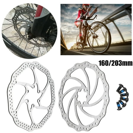 160mm 203mm Bike Brake Rotor (Stainless) with 6 x Bolts for Mountain Bike Road Bike, TSV Durable Bicycle Brake Disc Stainless Steel Rotors Suitable for Long-distance
