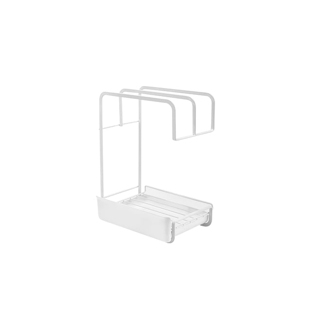 Estante De Esponja De Hierro Estante De Almacenamiento Para Fregadero De Cocina Organizador De Fregadero De Doble Capa Soporte De Esponja Montado En La Pared Soporte Para Cepillo De Jabón Con Bandeja Moyic HA026947-02