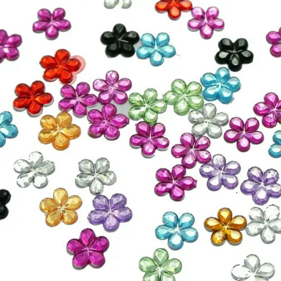 EOEMY 1000 Flatback Flower Rhinestone Gems 6mm Cabachons Embellishments Color Choice-Mixed Colour