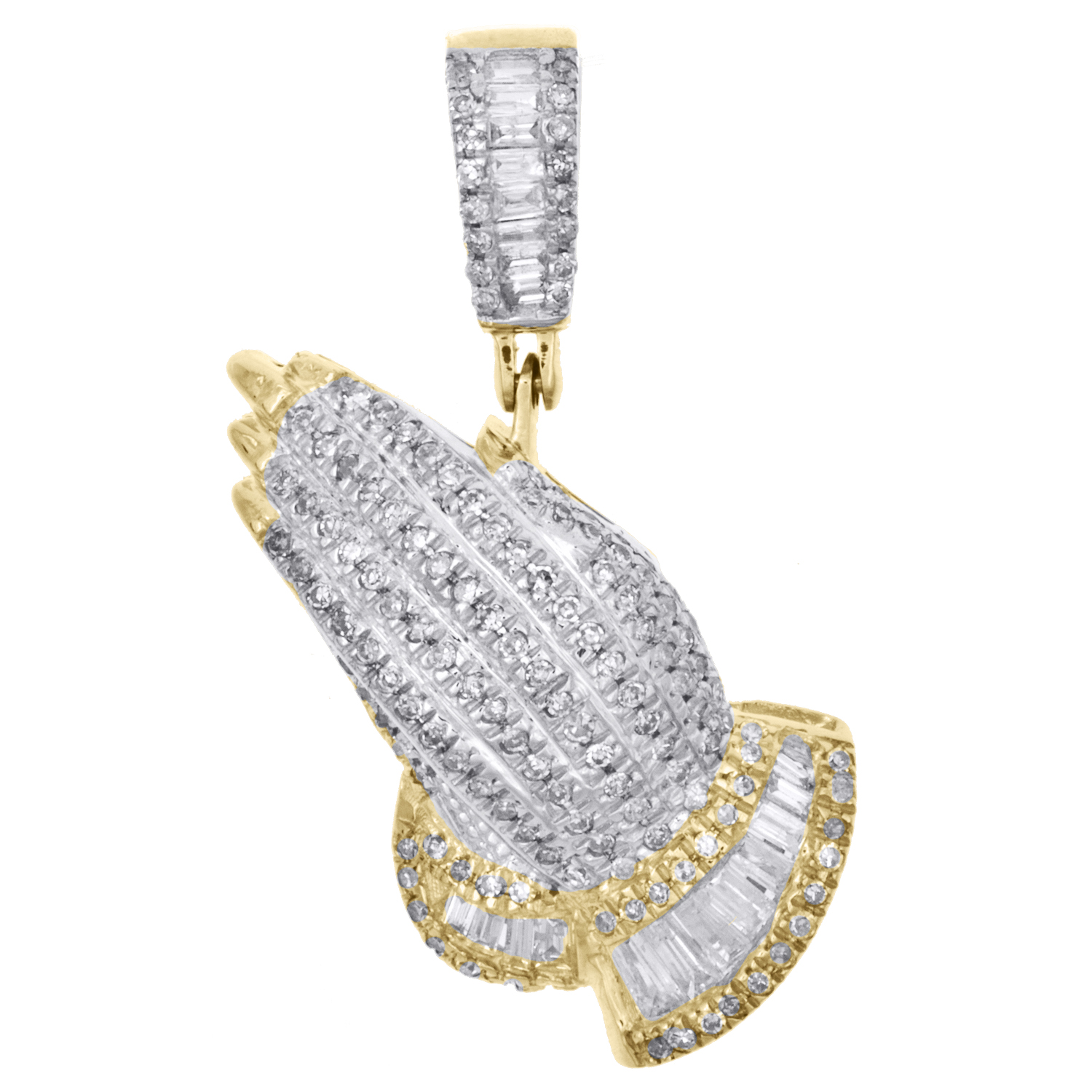 Baguette Diamond Praying Hand Pendant 