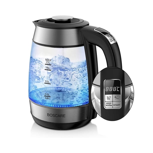 Hervidor eléctrico de vidrio Fangflower 1.7L 1500W con infusor de té