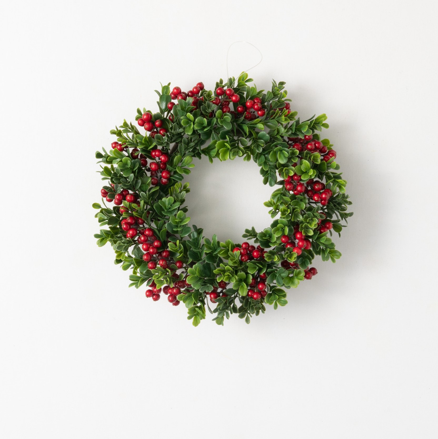 Sullivans Boxwood & Berry Artificial Mini Wreath 13"H Green