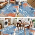 thumbnail image 6 of Summer Ocean Washable Area Rugs 4'x6', Blue Theme Jellyfish Orange Corals Shells Starfish Low Pile Throw Living Room Rug Non-Slip Sturdy Edge Binding Carpet for Indoor Entryway Bedside Kitchen, 6 of 9
