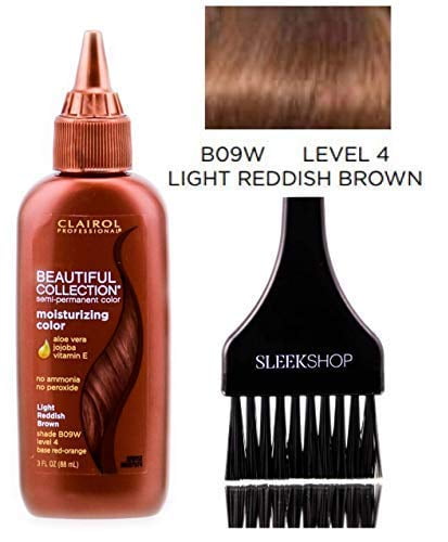 Clairol BEAUTIFUL COLLECTION Moisturizing SEMI-PERMANENT Hair Color  (w/Sleek Tint Brush) No Ammonia No Peroxide Haircolor Aloe Vera Jojoba  Vitamin E (B08D - Light Ash Brown) 