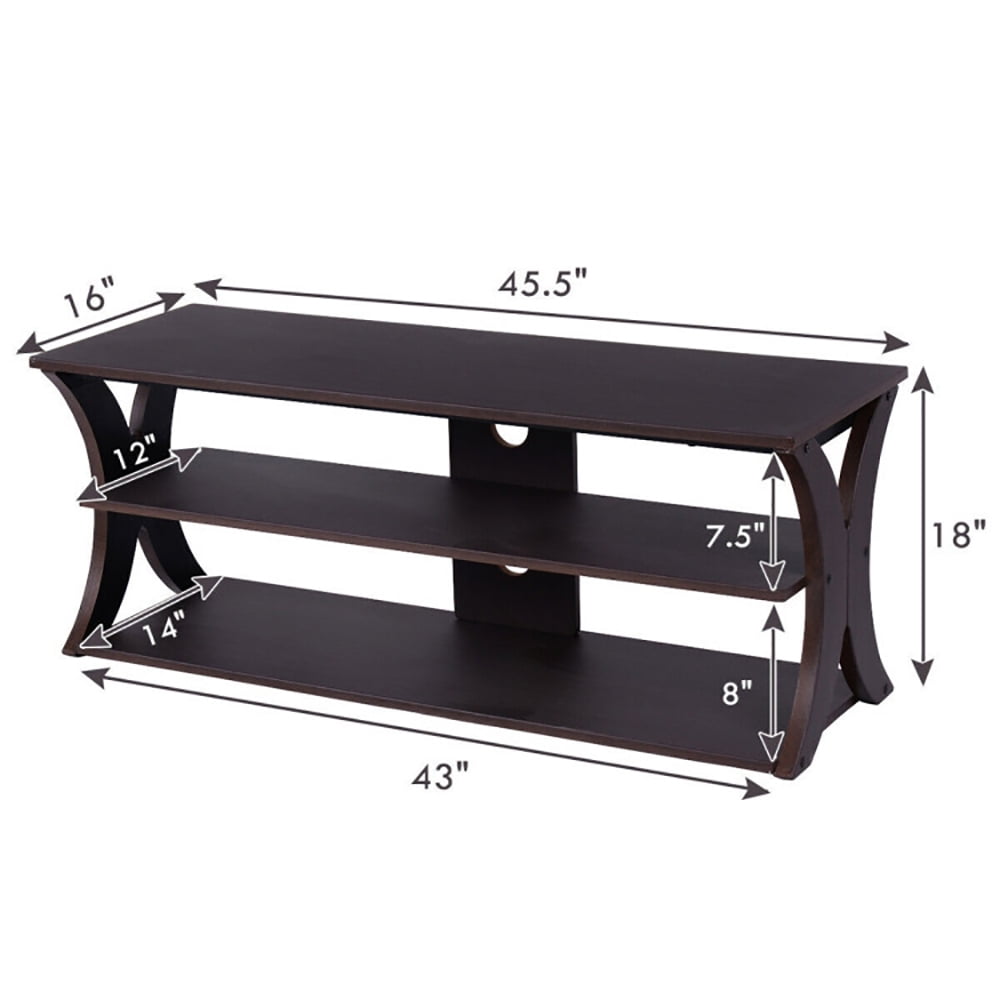 Finihen TV Stand, TV Cabinet, 3-Tier TV Stand Storage Console with Storage Shelves, for Living Room, Bedroom, Brown