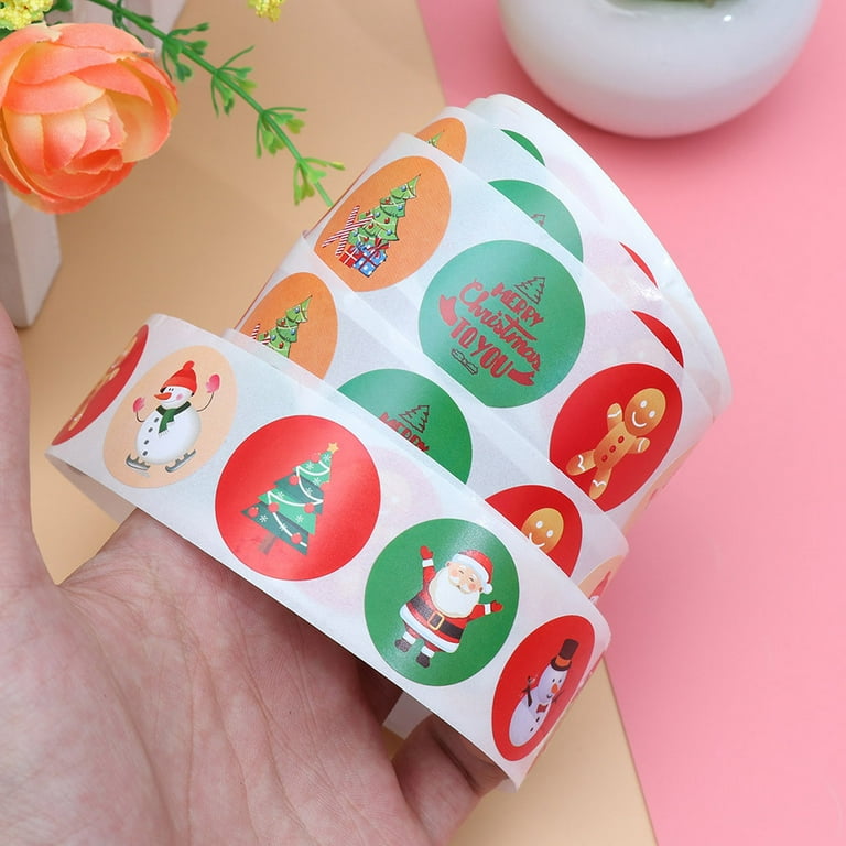 Fun Little Toys 100PCS Christmas Stickers, 2 Roll Stickers with 12 Patterns  Christmas Envelope Seals Christmas Gift Tags Stickers, Happy Christmas