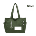thumbnail image 5 of Personalized Corduroy Tote Bag Custom Name and Birth Flower 4 Color Options Shoulder Bag with Inner Pockets for Work Beach Travel Shopping and Grocery Carry, 5 of 8