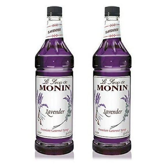 Monin - Lavender Syrup, Aromatic and Floral, Natural Flavors, Great for Cocktails, Lemonades, and Sodas, Non-GMO, Gluten-Free (1 Liter, 2-Pack)
