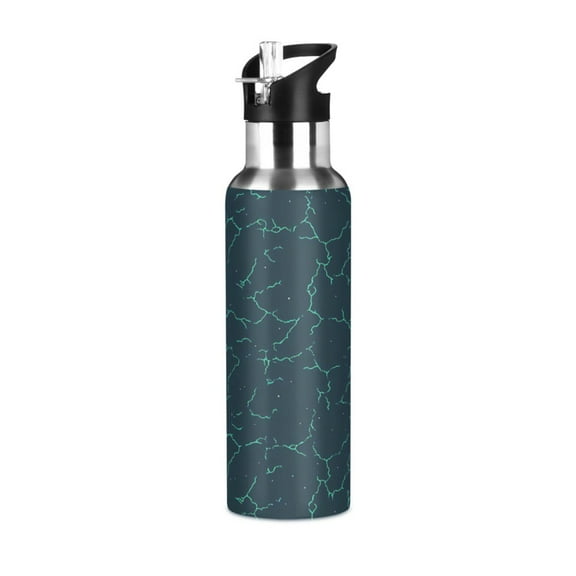Dark Cracked Earth 600ml Double Walled Stainless Steel LeakProof Sports Bottle Thermo 8h
