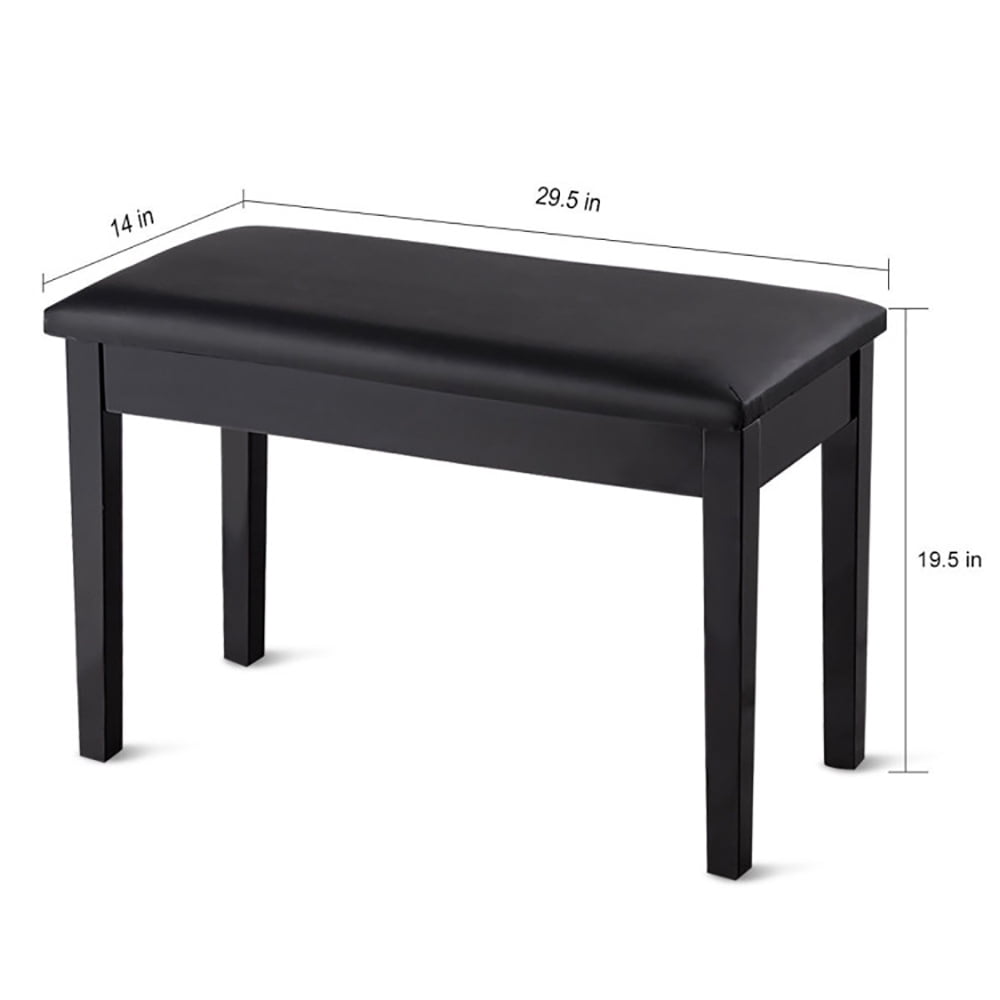 Finihen Piano Bench, Comfortable Piano Stool with Padded Cushion, Solid Wood PU Leather Padded Piano Bench Keyboard Seat, Black Finihen Piano Bench, Comfortable Piano Stool with Padded Cushion, Solid Wood PU Leather Padded Piano Bench Keyboard Seat, Black