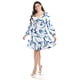 thumbnail image 1 of Vestido escote de moño Roman Fashion /Tallas Extras, 4318 (Blanco /Azul) azul 36, 1 of 5