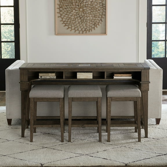 Liberty Furniture Arrowcreek 4-Piece Console Bar Set in Weathered Stone