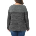 thumbnail image 4 of DARING DIVA Women's Plus Size Color Block Long Sleeve Crew Neck Knitted Blouse 4X Black, 4 of 6