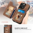 thumbnail image 3 of Phone Case for iPhone 15 Pro 6.1 inch Wallet Cover with Screen Protector and Wrist Strap Lanyard RFID Credit Card Holder Ring Stand iPhone15Pro 5G i i-Phone i15 iPhone15 15Pro Women Men Brown, 3 of 14