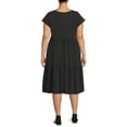 thumbnail image 3 of Terra & Sky Women's Plus Size Tiered V-Neck Knit Dress, 3 of 5