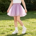 thumbnail image 2 of FRSASU Girl's Mesh Ruffled Pleated Mini Skirt with Built in Shorts Summer Slim High Waist Elegant A-Line Princess Tutu Dancing Skirt Purple, 2 of 8