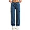thumbnail image 2 of Lopecy-Sta Pants for Women Jogger Cargo Pants Elastic Drawstring Waist Multi Pockets Relaxed Fit Daily Wear Workout Trousers for All Seasons, 2 of 7