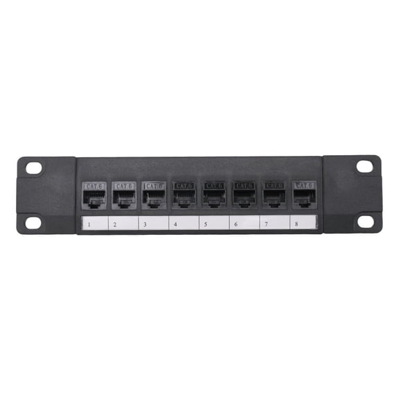 8 Port Straight-Through CAT6 Patch Panel RJ45 Network Cable Adapter