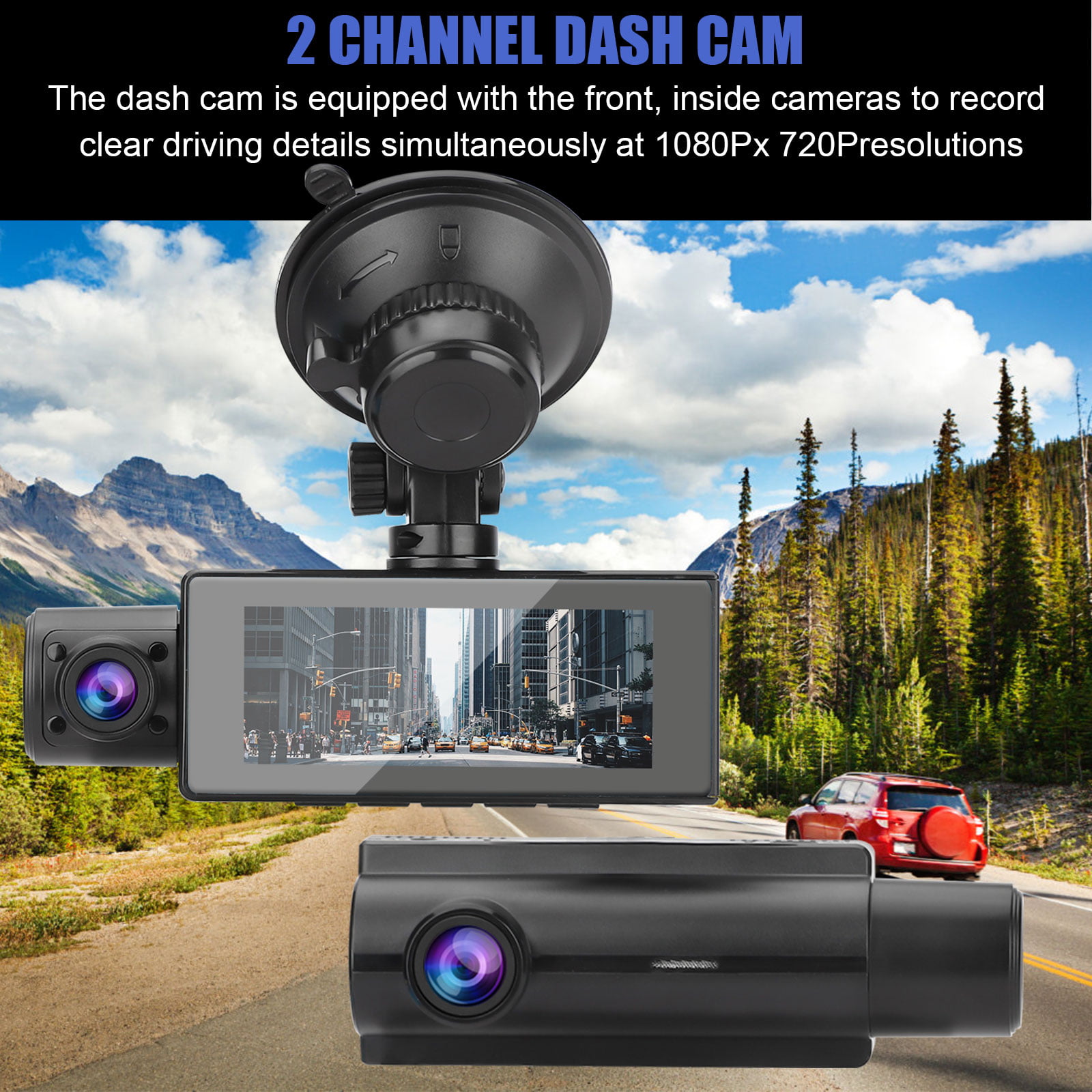 Caméra embarquée voiture dashcam full hd 1080p tactile grand angle recul  gris + sd 8go yonis YONIS Pas Cher 