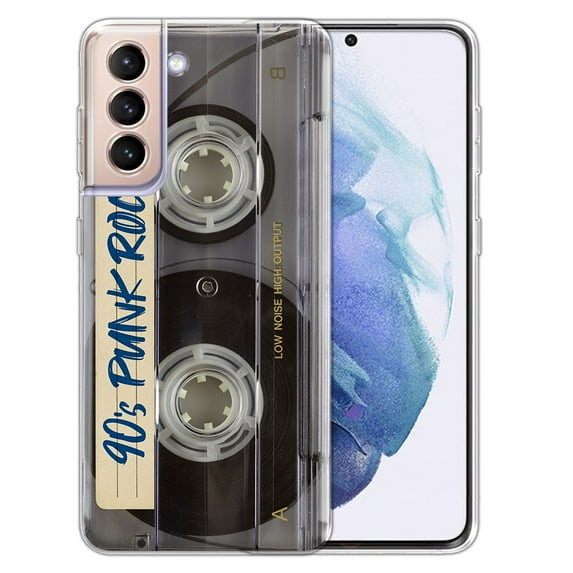 WIRESTER Transparent Soft Gel TPU Clear Case Slim Protective Cover for Samsung Galaxy S22 6.1" 2022, Retro Clear Cassette Tape Punk Rock