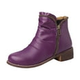 thumbnail image 1 of Zipper Chelsea Ankle Boots for Women Vintage Slouchy Leather Low Heels Short Booties Winter Fall Work Shoes, 1 of 5