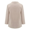 thumbnail image 5 of Mrasaso Big Sales! Linen Shirts for Women,Linen Tops for Women,Women's V Neck Loose Blouse Long Sleeve Cotton Tops Casual Button Tunic Shirt Comfortable Summer Wear for Women,Beige|5XL, 5 of 5