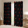 thumbnail image 2 of Homewish Cartoon Plant Mushrooms Kitchen Curtains,Cute Bowtie Black Out Curtains Pack of 2 (42x63 Each),Red Black, 2 of 6