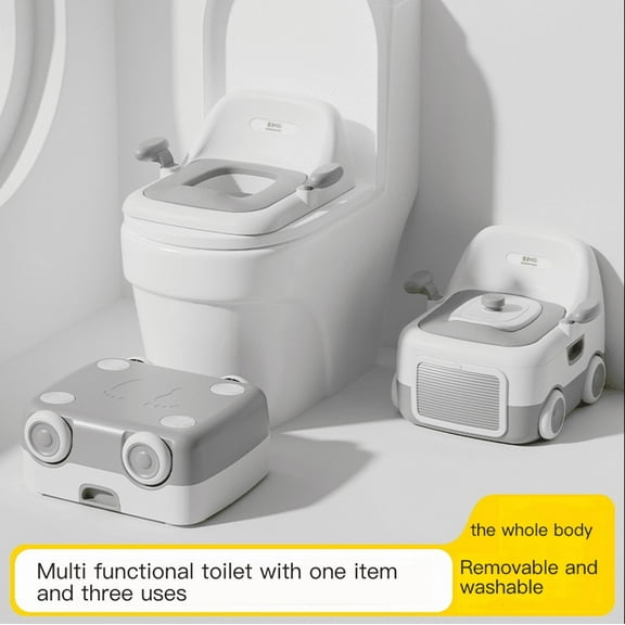 3 in 1 Potty Training Toilet, Versatile Toilet (Chair, Seat, Step Stool), Easy to Clean Portable Detachable Potty Rrainer for Boys & Girls( Grey)