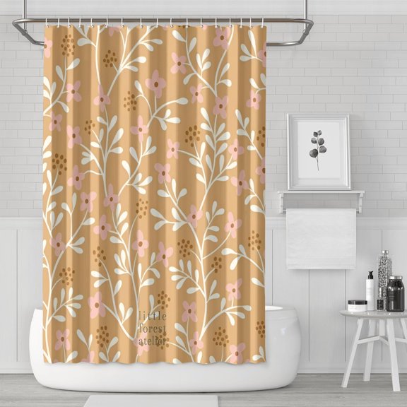 Waterproof Beautiful Colorful Floral Shower Curtain 72x72 Inch Boho Style Polyester Unique Shower Curtain for Bathroom Hotel Home Decor with 12 Plastic Hooks