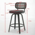 thumbnail image 6 of Set of 3 Swivel Rattan Counter Height Bar Stools, Mid-Century Modern Upholstered Barstools with Wood Legs, Cane Back Island Chairs for Kitchen Counter, Black, 6 of 10