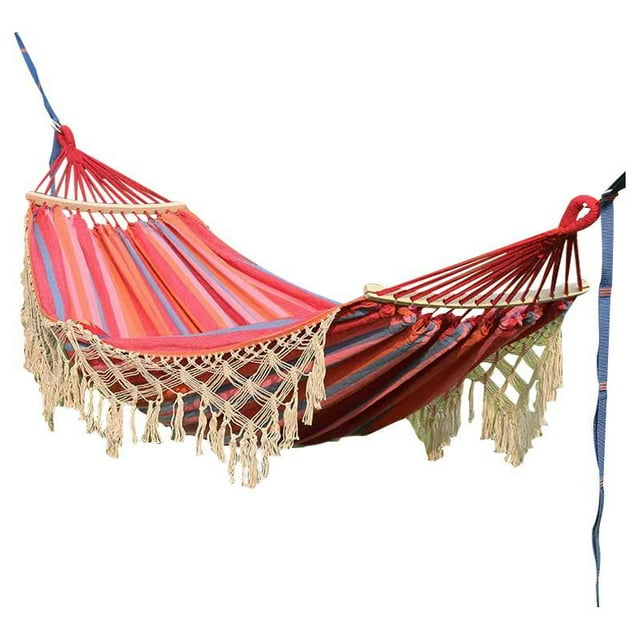 Colaxi Boho Hammock Macrame Hammock Backyard Hammock for Backpacking Garden Outdoor Pink