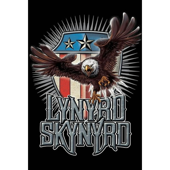 BUY ART FOR LESS Officially Licensed Lynyrd Skynyrd Eagle and Flag 24 x 36 Inch Art Poster - Decorative Print - Poster Paper - Ready to Frame