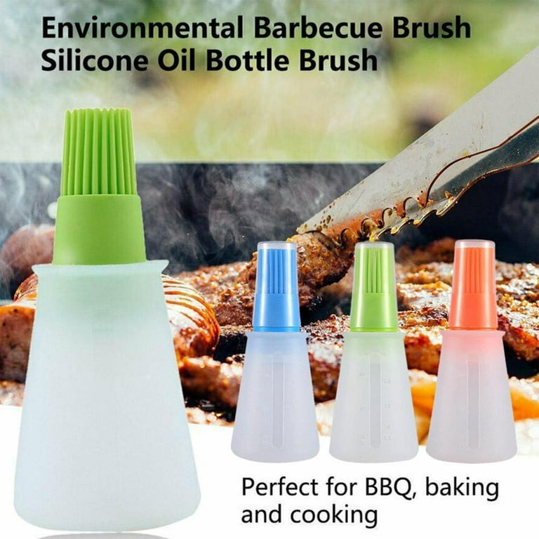 Portable Silicone Oil Bottle with Brush Grill Oil Brushes Liquid Oil  Kitchen Kitchen Baking BBQ portable Silicone material with brush Oil Bottle  with